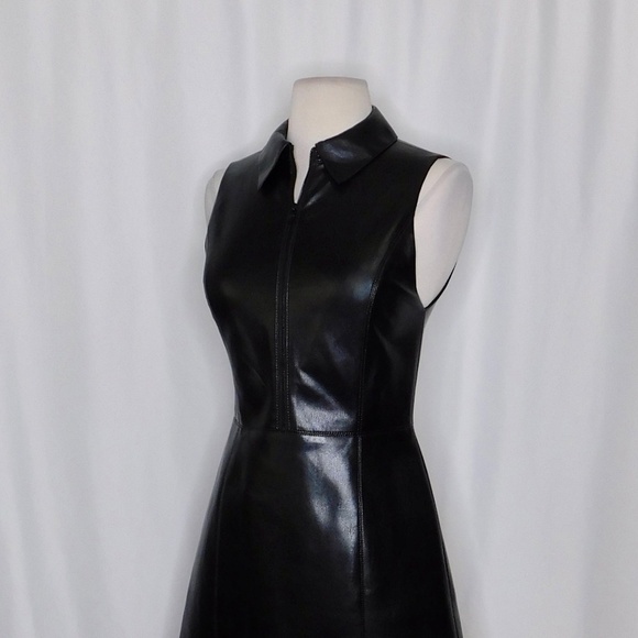 ALICE + OLIVIA Ellis Zip-Front Vegan Leather Mini Dress Black Faux Solid Size 0 - Picture 7 of 16